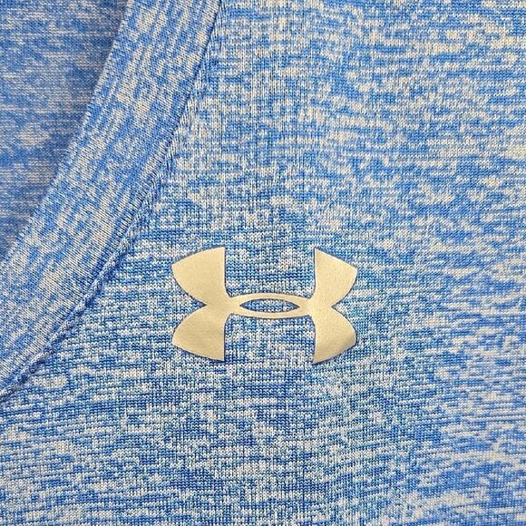 Under Armour Women's UA Tech Twist T-Shirt V-Neck SpaceDye Blue Loose Activewear - Picture 6 of 8